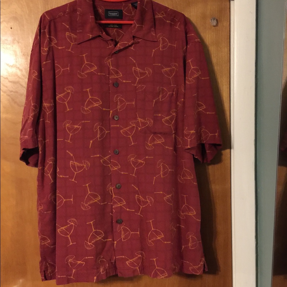 Haggar martini glasses Hawaiian shirt